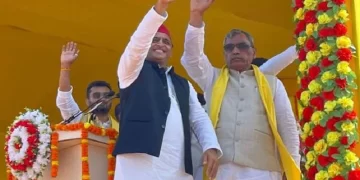 हरदोई में अखिलेश यादव और ओमप्रकाश राजभर की रैली