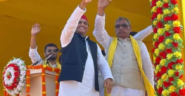 हरदोई में अखिलेश यादव और ओमप्रकाश राजभर की रैली