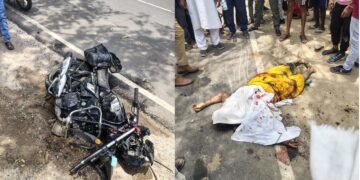 तेज रफ्तार डंफर ने महिला को कुचला